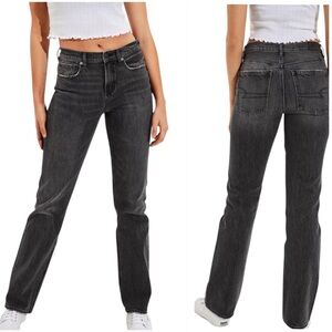 American Eagle 90s Bootcut High Rise Black Wash Jeans Size 8 Long